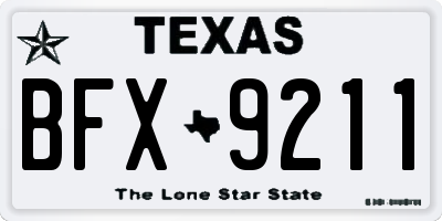 TX license plate BFX9211