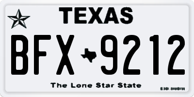 TX license plate BFX9212