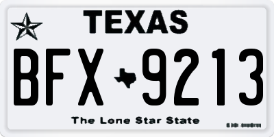 TX license plate BFX9213