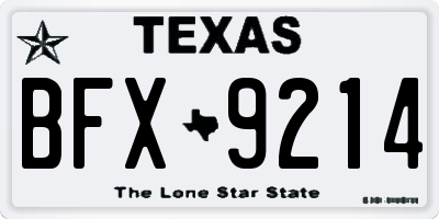 TX license plate BFX9214