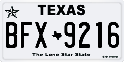 TX license plate BFX9216