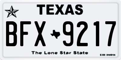 TX license plate BFX9217