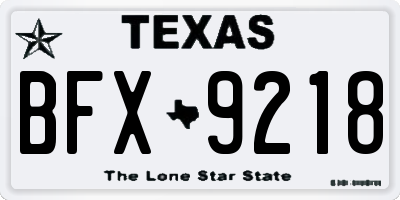 TX license plate BFX9218