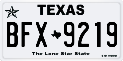 TX license plate BFX9219