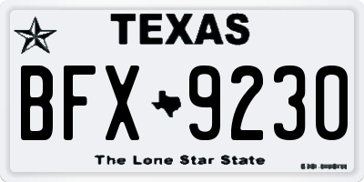 TX license plate BFX9230