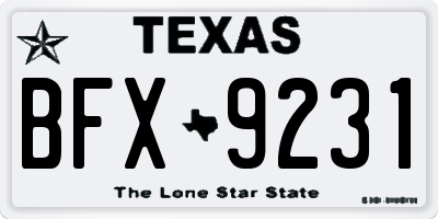 TX license plate BFX9231