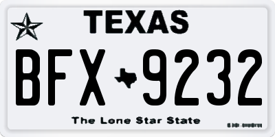 TX license plate BFX9232
