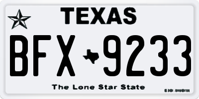 TX license plate BFX9233