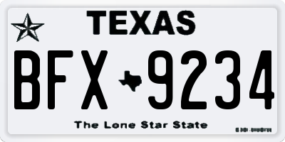 TX license plate BFX9234