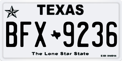 TX license plate BFX9236