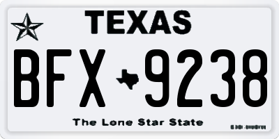 TX license plate BFX9238