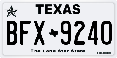 TX license plate BFX9240
