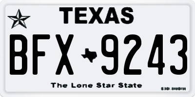 TX license plate BFX9243