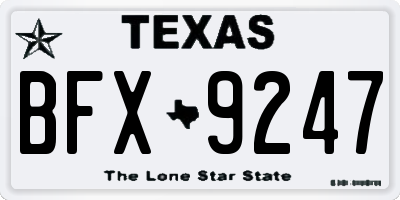 TX license plate BFX9247