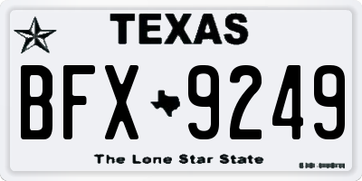TX license plate BFX9249