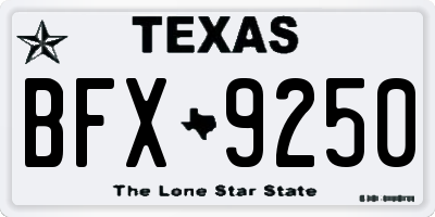 TX license plate BFX9250