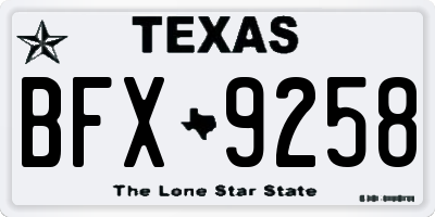 TX license plate BFX9258