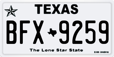 TX license plate BFX9259