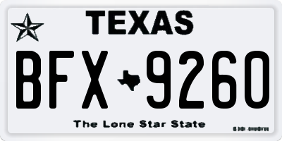 TX license plate BFX9260