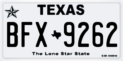TX license plate BFX9262
