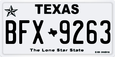 TX license plate BFX9263