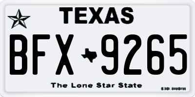 TX license plate BFX9265