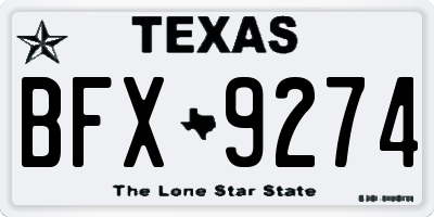 TX license plate BFX9274