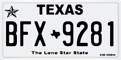 TX license plate BFX9281