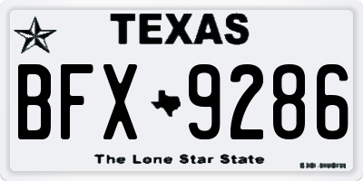 TX license plate BFX9286