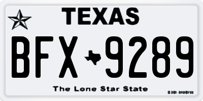 TX license plate BFX9289