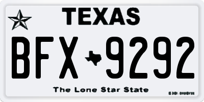 TX license plate BFX9292