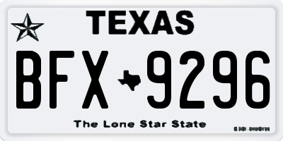 TX license plate BFX9296