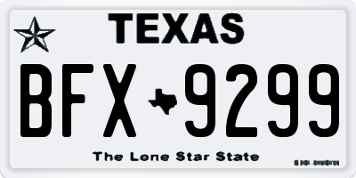 TX license plate BFX9299