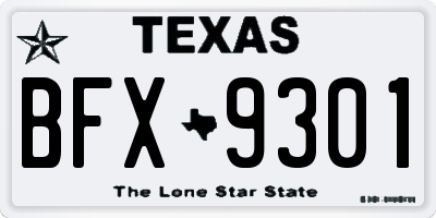 TX license plate BFX9301