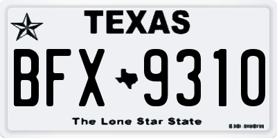 TX license plate BFX9310