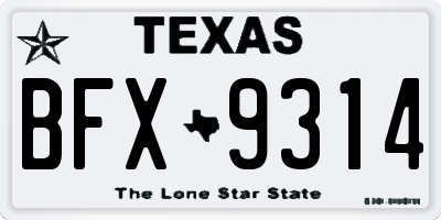 TX license plate BFX9314