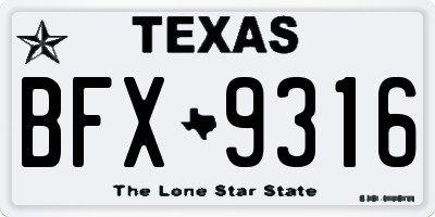 TX license plate BFX9316