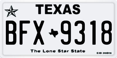 TX license plate BFX9318