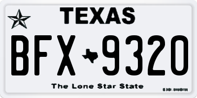 TX license plate BFX9320