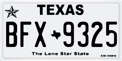 TX license plate BFX9325