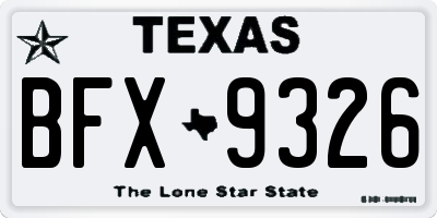 TX license plate BFX9326
