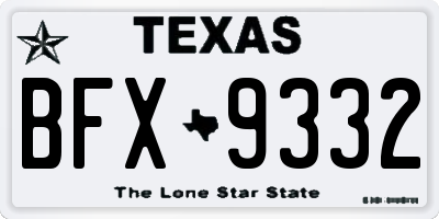 TX license plate BFX9332