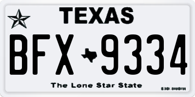 TX license plate BFX9334