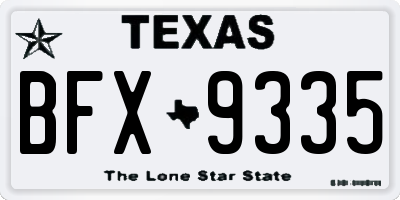 TX license plate BFX9335