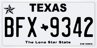 TX license plate BFX9342