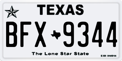 TX license plate BFX9344
