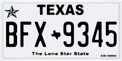 TX license plate BFX9345