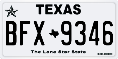 TX license plate BFX9346