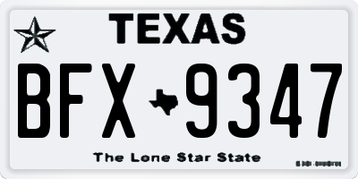 TX license plate BFX9347