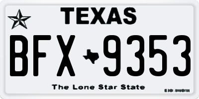 TX license plate BFX9353